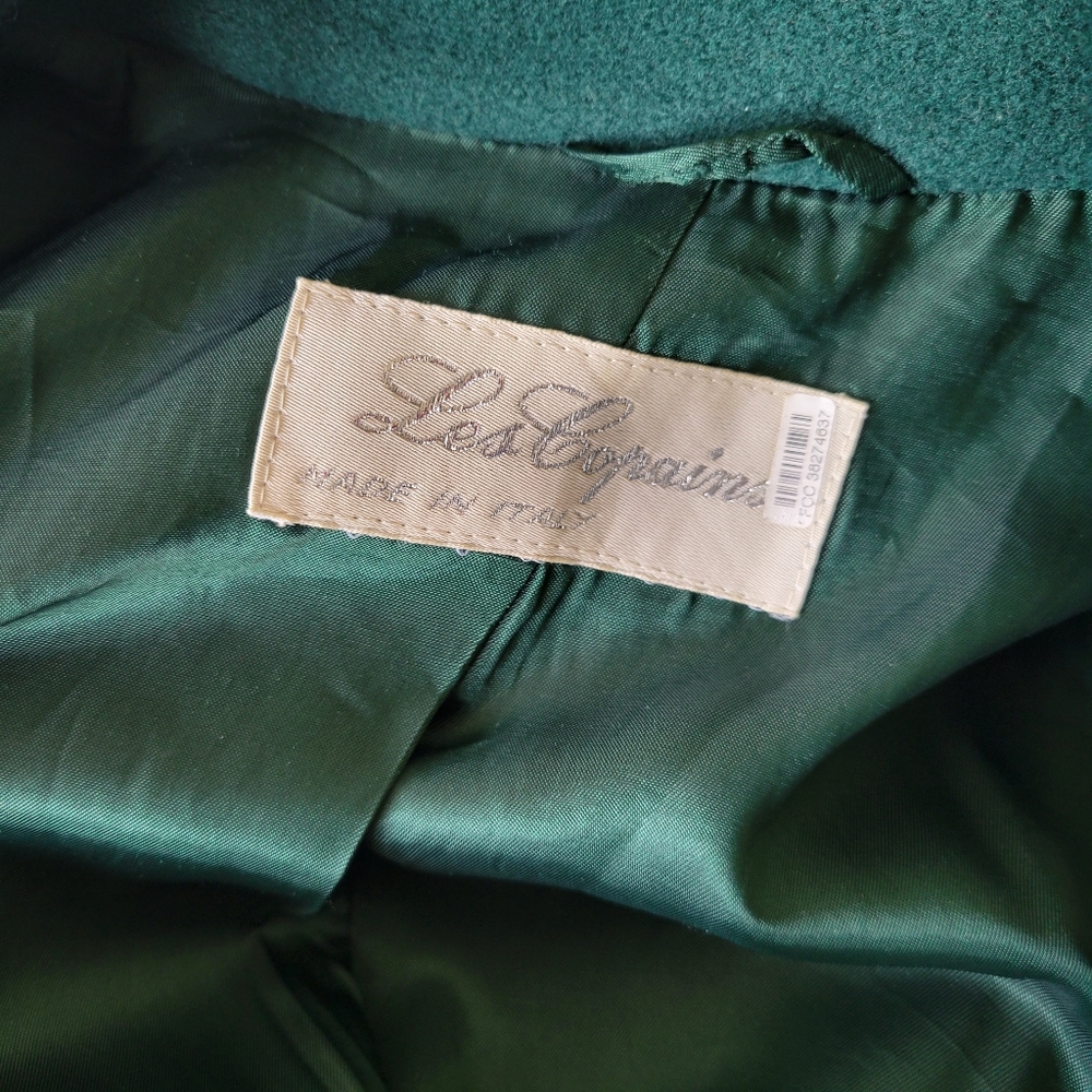 LES COPAINS Vintage Elegant Emeral Green Cashmere Wool Blend Full Length Coat - Picture 7 of 8